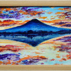 油絵 絵画 【水面に映る富士山】 4枚目の画像