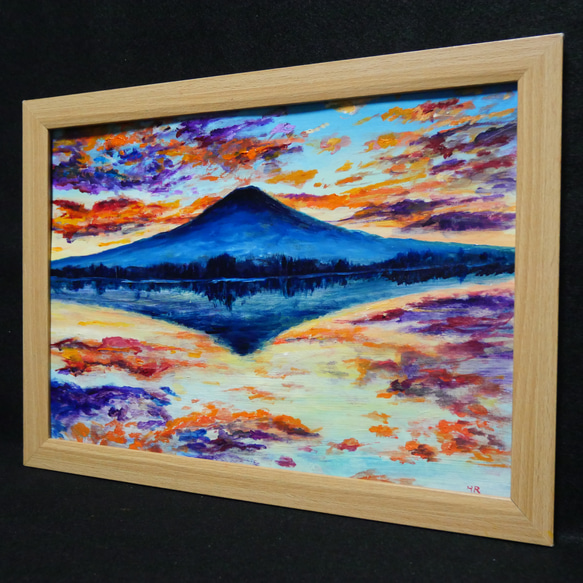 油絵 絵画 【水面に映る富士山】 5枚目の画像