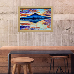 油絵 絵画 【水面に映る富士山】 8枚目の画像