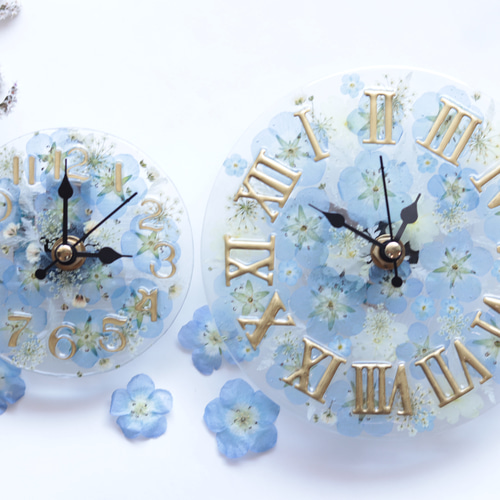 No.719 ネモフィラ＆旬の小花in✨固まるハーバリウムペン立て 清々しく