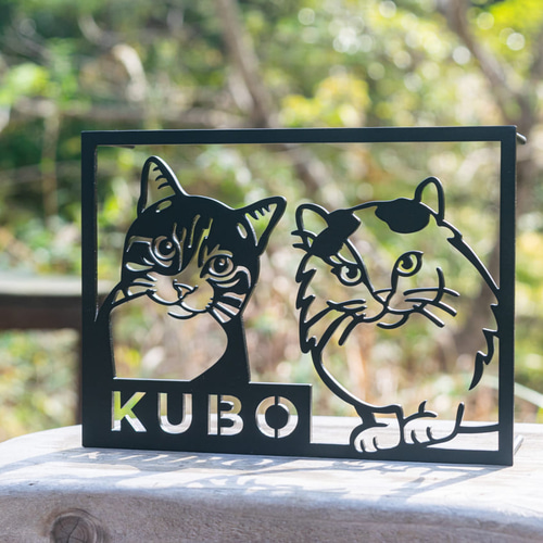 愛猫の写真で作る猫の表札【Nekoko 01】オーダーメイド ステンレス製
