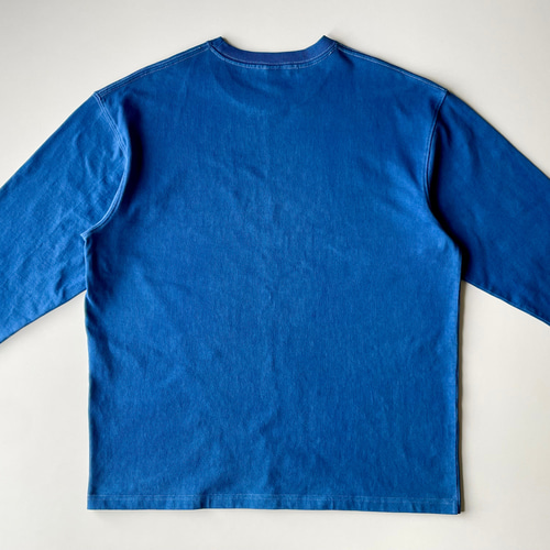 藍染 長袖Tシャツ 浅縹色 厚地の綿100% メンズ ユニセックス