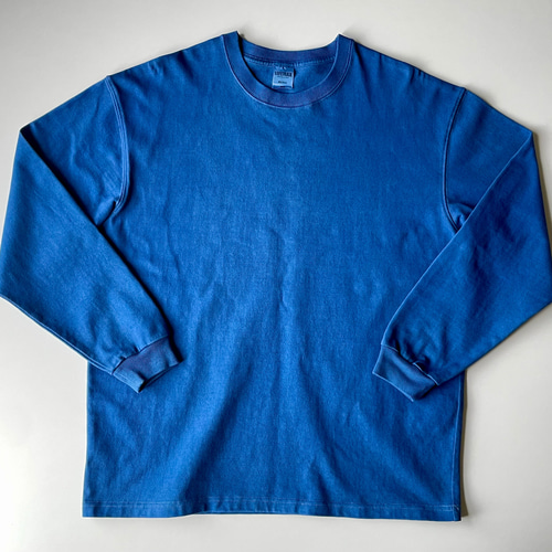 藍染 長袖Tシャツ 浅縹色 厚地の綿100% メンズ ユニセックス