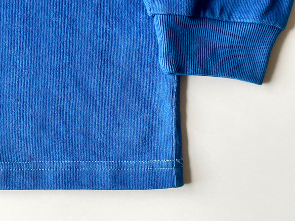 藍染 長袖Tシャツ 浅縹色　厚地の綿100% メンズ ユニセックス 【受注制作】 7枚目の画像