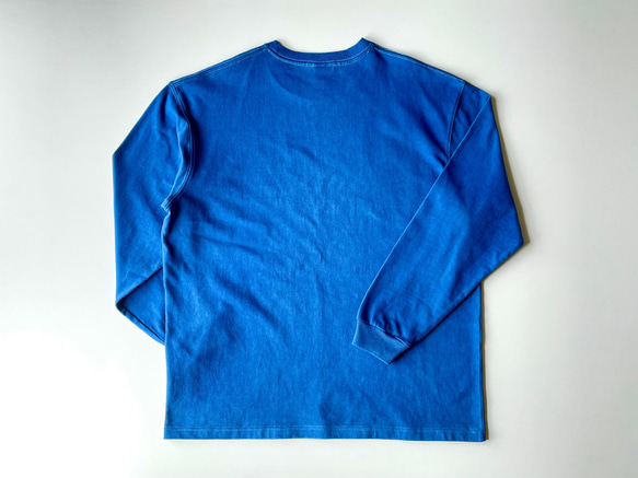 藍染 長袖Tシャツ 浅縹色　厚地の綿100% メンズ ユニセックス 【受注制作】 8枚目の画像
