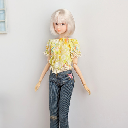 1040【momokoDOLL ジーパン】ローライズダメージデニムパンツ※1/6 