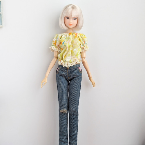 1040【momokoDOLL ジーパン】ローライズダメージデニムパンツ※1/6 