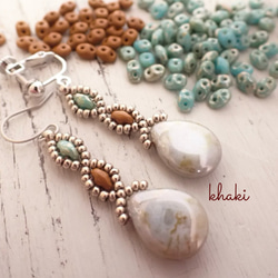 drop beads earrings ＊ lavender/khaki/black 3枚目の画像