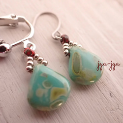 【再入荷】drop beads earrings ＊ Green turquoise 1枚目の画像