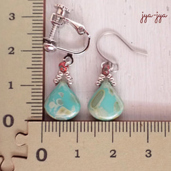 【再入荷】drop beads earrings ＊ Green turquoise 4枚目の画像