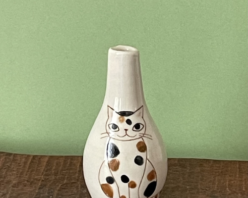 一輪挿しミニ(猫絵)三毛猫 一輪挿し・花瓶・花器 ulalaneko 通販