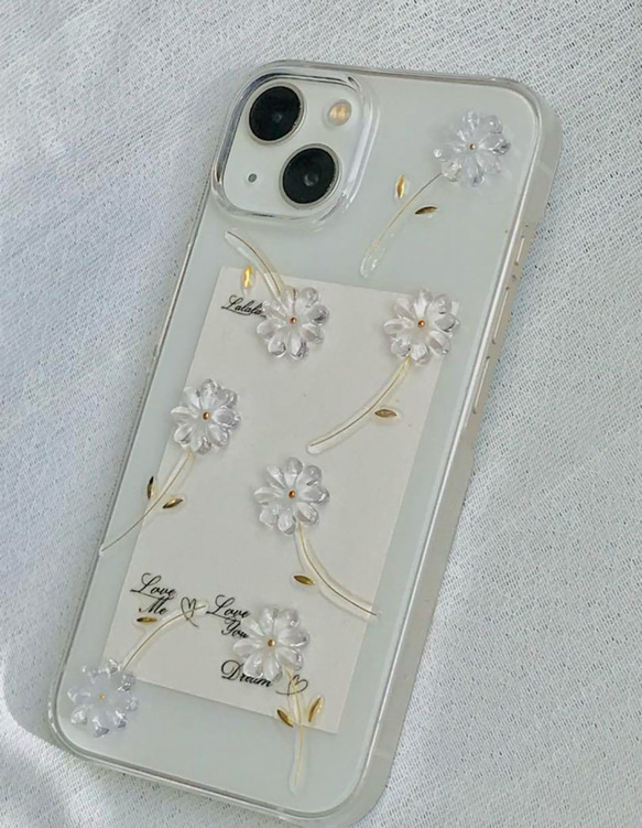 お花のiPhoneケース　クリアフラワースマホケース 4枚目の画像