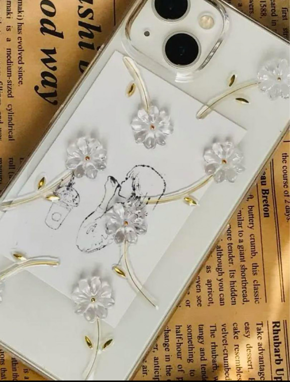 お花のiPhoneケース　クリアフラワースマホケース 3枚目の画像