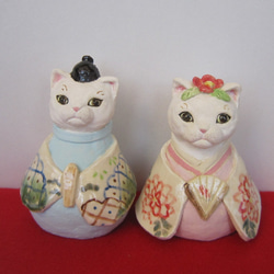 ゴマゴマさん専用 猫雛人形 1点物 陶器 縁起物 置物 C27 ひな人形・雛