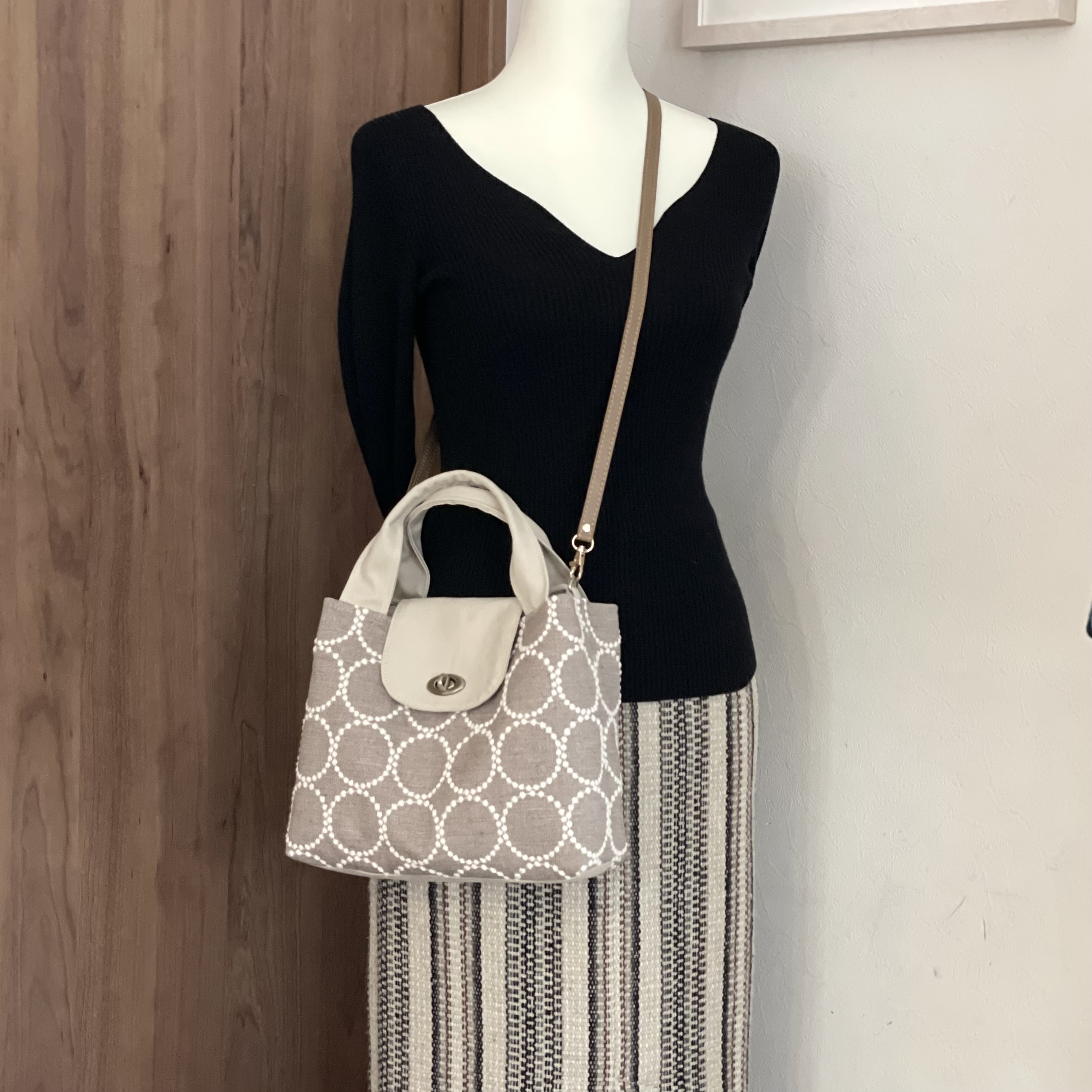 ⚮̈ミナペルホネン　tambourine brown ムータバッグ　3wayトート