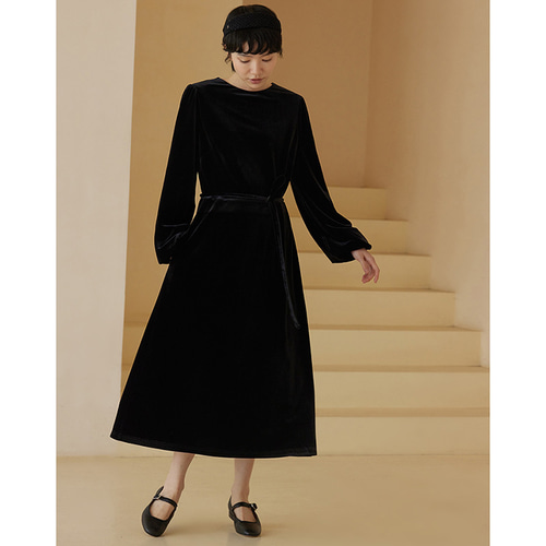 ブラックベルベットワンピース S-XL ブラックベルベットワンピース S-XL