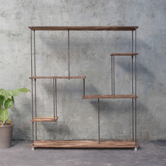 wood iron shelf 1040*910*225 アイアン シェルフ ディスプレイ アンティーク 棚 鉄 2枚目の画像