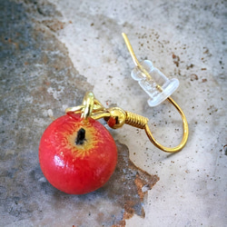 「Handmade Apple Charm Earrings」ハンドメイドりんご ピアス 樹脂ポスト イヤリング変更可 10枚目の画像