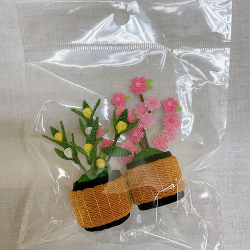 お雛様小道具【レーヨンちりめん ぼんぼり一対＆桜橘＆菱餅一対】お