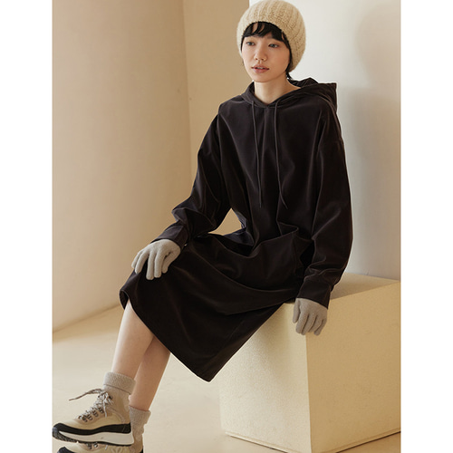 ベルベットワンピース フード付きワンピース しわにならないワンピース