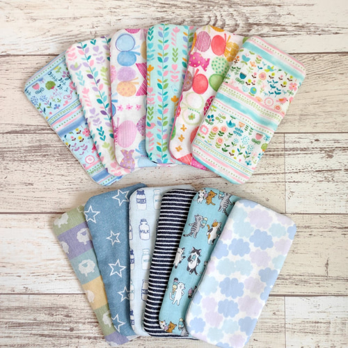 小さなポケットに入るハーフハンカチ☆3枚セット(女の子A)ダブルガーゼ