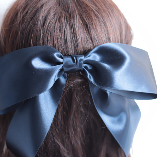 カラーオーダー】大きなネイビーリボンのヘッドドレス＊ウェディング