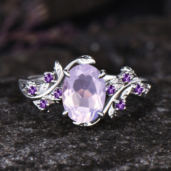 オーバルカット天然ラベンダーアメジストリング2月の誕生石アメジスト