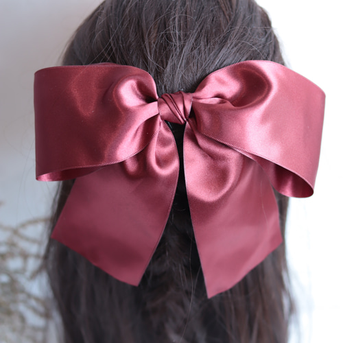 カラーオーダー】大きなワインレッドリボンのヘッドドレス