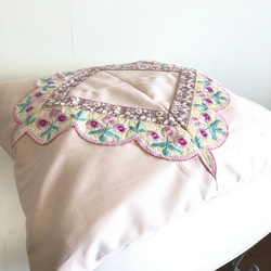 クッションカバー　　ピンク系Ⅱ　刺繡リボン 3枚目の画像