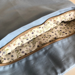 クッションカバー　　ブルー系　刺繡リボン 5枚目の画像