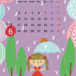 apple princessりんごちゃんと過ごす1年。A4サイズ見開きのカレンダー2024 8枚目の画像