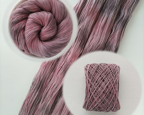 紫色のまだら染め糸/草木染め糸【木綿20番4本糸】刺し子糸・ダーニング