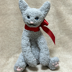 猫⭐︎グレー⭐︎羊毛フェルト⭐︎毛糸 1枚目の画像