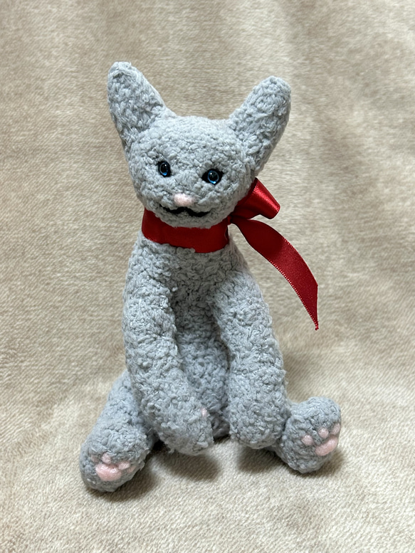 猫⭐︎グレー⭐︎羊毛フェルト⭐︎毛糸 1枚目の画像