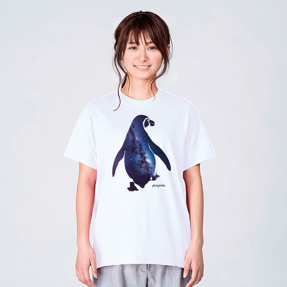 ペンギン Tシャツ ペンギンtシャツ ペンギン グッズ 服 マーク 子供服 パジャマ 宇宙 宇宙柄 動物 アニマル 2枚目の画像