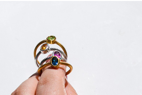 シトリンのantiqueなミル打ちリング・silver925/送料無料 7枚目の画像