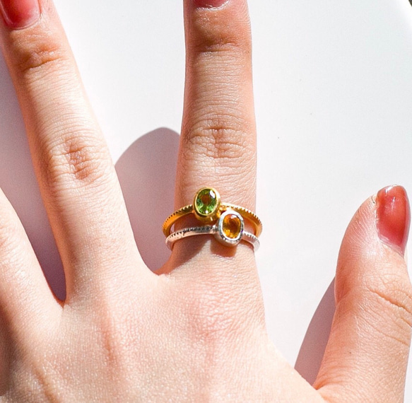 シトリンのantiqueなミル打ちリング・silver925/送料無料 6枚目の画像