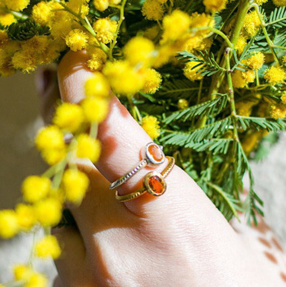 シトリンのantiqueなミル打ちリング・silver925/送料無料 1枚目の画像