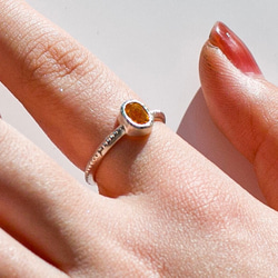 シトリンのantiqueなミル打ちリング・silver925/送料無料 5枚目の画像