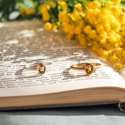 シトリンのantiqueなミル打ちリング・silver925/送料無料 2枚目の画像