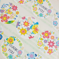 サンキューシール 沖縄の鮮やかな紅型花イメージデザイン 48枚セット