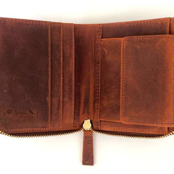［クレイジーカーフレザー］　Lzip二つ折り財布 [ESP-6626]キャメル 2枚目の画像