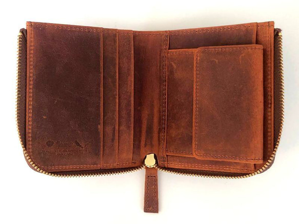 ［クレイジーカーフレザー］　Lzip二つ折り財布 [ESP-6626]ブラウン 2枚目の画像