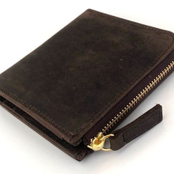 ［クレイジーカーフレザー］　Lzip二つ折り財布 [ESP-6626]ブラウン 1枚目の画像