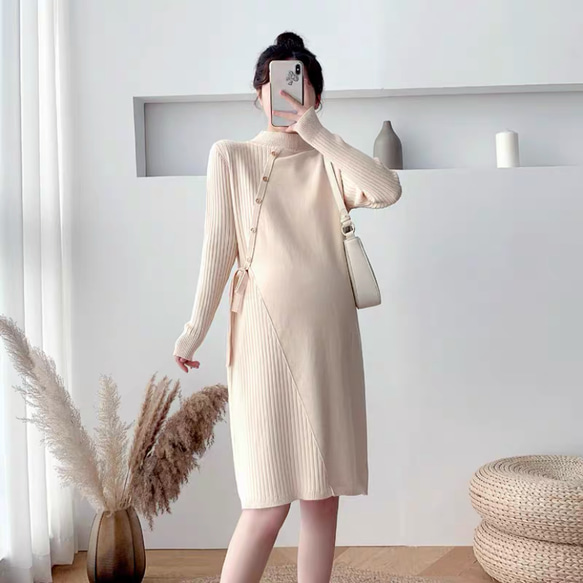 マタニティワンピース/妊婦ワンピース/マタニティ服/ ニットワンピース 