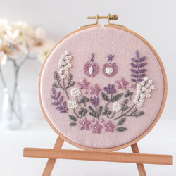 ひなまつり ファブリックパネル 直径16cm /刺繍 インテリア アート