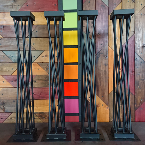 マットブラックでアイアンな極太鉄脚♪ 50×300×350mm 六角型 3脚 マットブラックでアイアンな丸棒鉄脚♪ 100×100×650mm ねじれ型