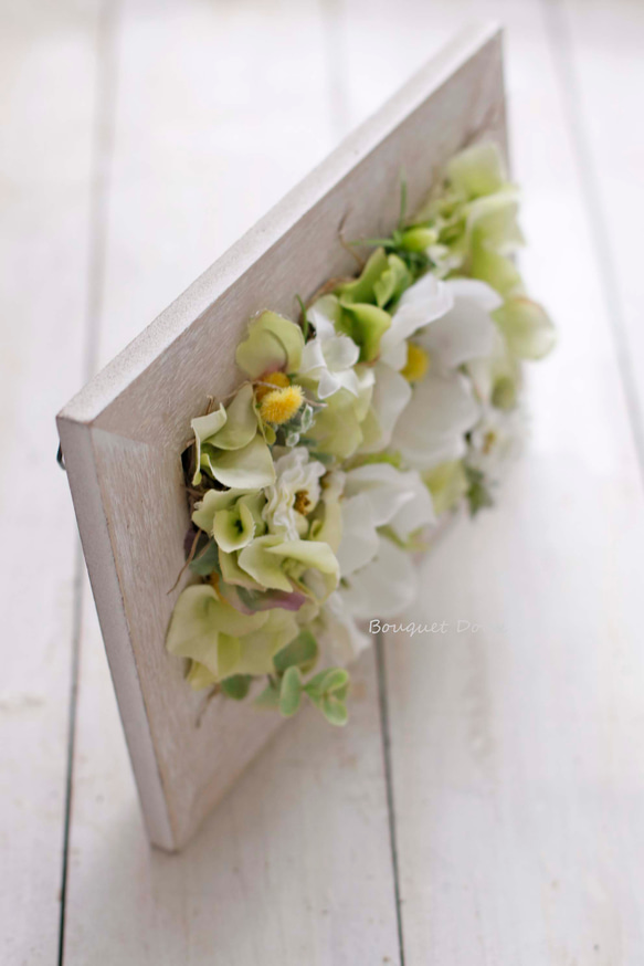 【リングピロー6】アネモネのリングピロー　木製フレームのリングピロー　造花　アーティフィシャルフラワー 5枚目の画像