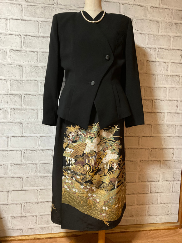 黒留袖リメイク　絹　ワンプリーツスカート 7枚目の画像