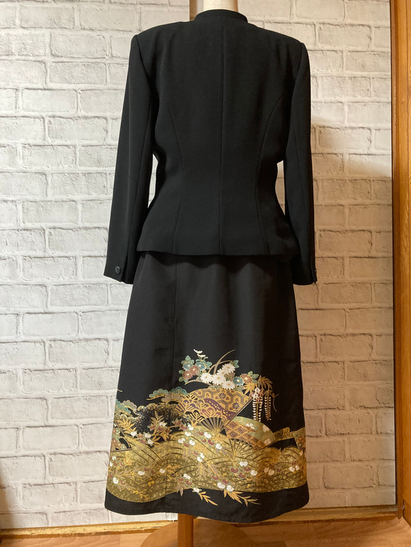 黒留袖リメイク　絹　ワンプリーツスカート 8枚目の画像